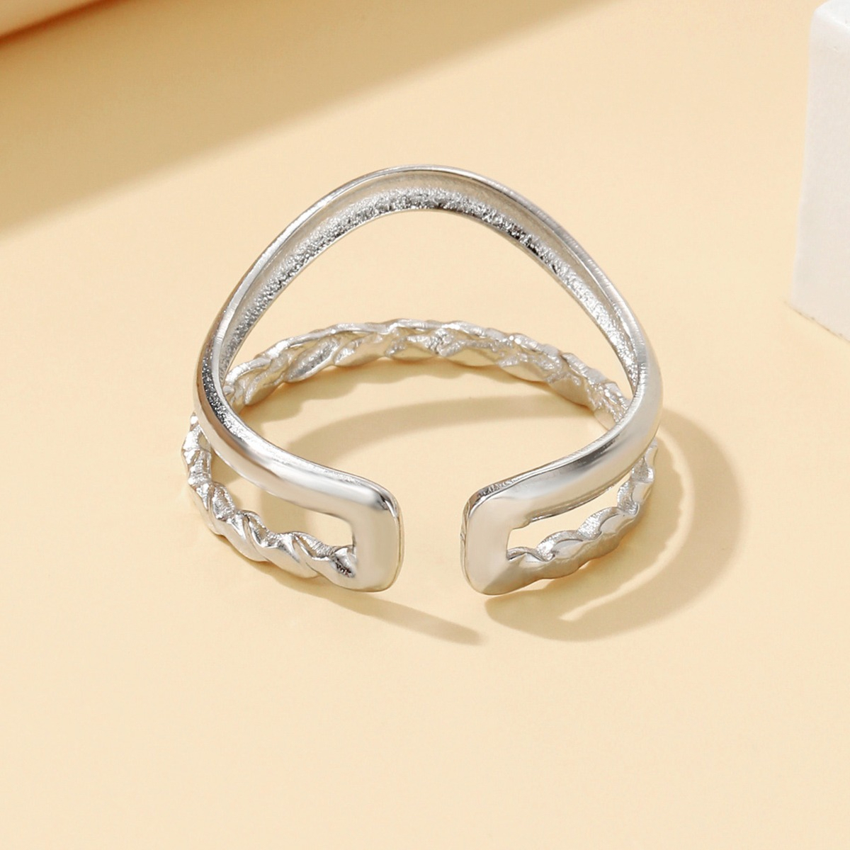 Bohemian Style Double Opening Ring, 304 Stainless Steel